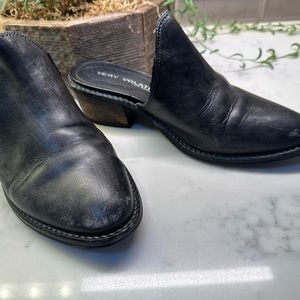 Very Volatile Distressed Black Leather Mule 6- 6.5